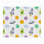 Seamless Pattern Cartoon Space Planets Isolated White Background Small Glasses Cloth (2 Sides) Back