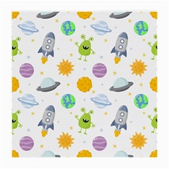 Seamless Pattern Cartoon Space Planets Isolated White Background Medium Glasses Cloth (2 Sides)