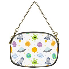 Seamless Pattern Cartoon Space Planets Isolated White Background Chain Purse (one Side)