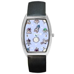 Seamless Pattern With Space Theme Barrel Style Metal Watch