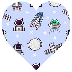Seamless Pattern With Space Theme Wooden Puzzle Heart by Hannah976