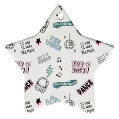 Music Themed Doodle Seamless Background Ornament (star)