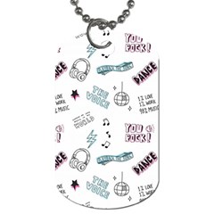 Music Themed Doodle Seamless Background Dog Tag (one Side)