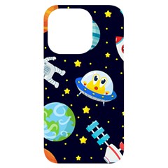 Space Seamless Pattern Illustration iPhone 14 Pro Black UV Print Case