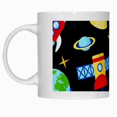 Space Seamless Pattern Cartoon Art White Mug