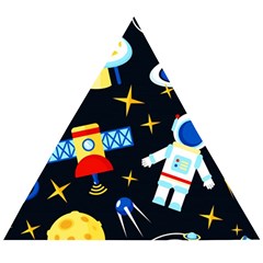 Space Seamless Pattern Cartoon Art Wooden Puzzle Triangle