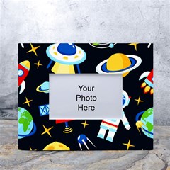 Space Seamless Pattern Cartoon Art White Tabletop Photo Frame 4 x6  by Hannah976