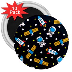 Seamless Adventure Space Vector Pattern Background 3  Magnets (10 Pack) 