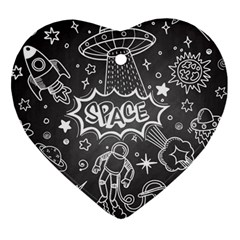 Vector Flat Space Design Background With Text Heart Ornament (two Sides)