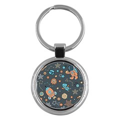 Space Seamless Pattern Art Key Chain (Round)