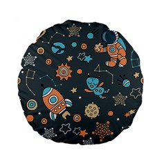 Space Seamless Pattern Art Standard 15  Premium Flano Round Cushions