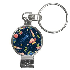 Seamless Pattern With Funny Aliens Cat Galaxy Nail Clippers Key Chain by Hannah976