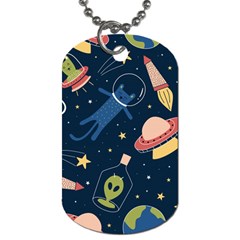 Seamless Pattern With Funny Aliens Cat Galaxy Dog Tag (two Sides) by Hannah976