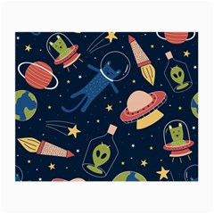 Seamless Pattern With Funny Aliens Cat Galaxy Small Glasses Cloth