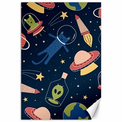 Seamless Pattern With Funny Aliens Cat Galaxy Canvas 12  X 18 