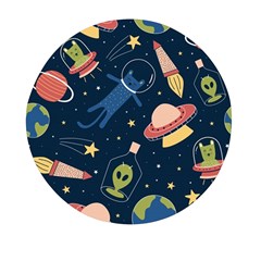 Seamless Pattern With Funny Aliens Cat Galaxy Mini Round Pill Box (pack Of 5) by Hannah976