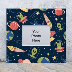 Seamless Pattern With Funny Aliens Cat Galaxy White Wall Photo Frame 5  X 7  by Hannah976