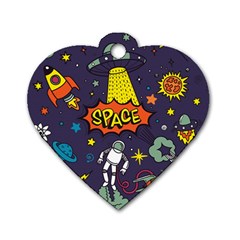 Vector Flat Space Design Background Dog Tag Heart (two Sides)