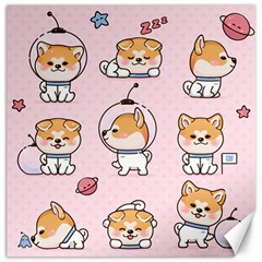 Set Kawaii Smile Japanese Dog Akita Inu Cartoon Canvas 20  X 20 