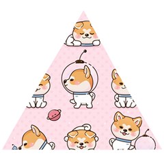 Set Kawaii Smile Japanese Dog Akita Inu Cartoon Wooden Puzzle Triangle
