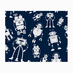 White Robot Blue Seamless Pattern Small Glasses Cloth (2 Sides)