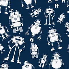 White Robot Blue Seamless Pattern Play Mat (square) by Hannah976