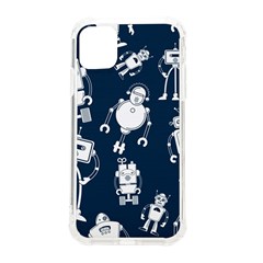 White Robot Blue Seamless Pattern Iphone 11 Tpu Uv Print Case by Hannah976