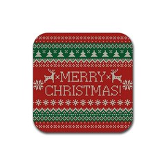 Merry Christmas  Pattern Rubber Coaster (square) by artworkshop