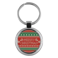 Merry Christmas  Pattern Key Chain (round) by artworkshop