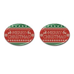 Merry Christmas  Pattern Cufflinks (oval) by artworkshop