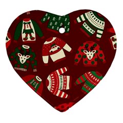 Ugly Sweater Wrapping Paper Heart Ornament (two Sides) by artworkshop