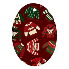 Ugly Sweater Wrapping Paper Oval Ornament (two Sides) by artworkshop