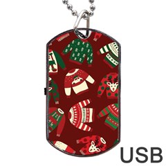 Ugly Sweater Wrapping Paper Dog Tag Usb Flash (two Sides) by artworkshop