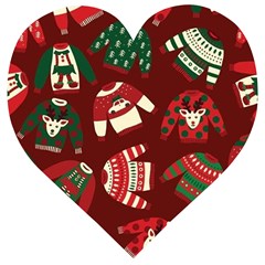 Ugly Sweater Wrapping Paper Wooden Puzzle Heart by artworkshop