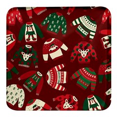 Ugly Sweater Wrapping Paper Square Glass Fridge Magnet (4 Pack) by artworkshop