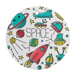 Space Cosmos Seamless Pattern Seamless Pattern Doodle Style Ornament (Round) Front