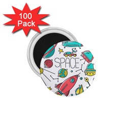 Space Cosmos Seamless Pattern Seamless Pattern Doodle Style 1 75  Magnets (100 Pack) 