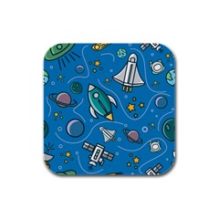 About Space Seamless Pattern Rubber Square Coaster (4 Pack)