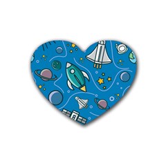 About Space Seamless Pattern Rubber Coaster (heart)