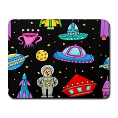 Seamless Pattern With Space Objects Ufo Rockets Aliens Hand Drawn Elements Space Small Mousepad