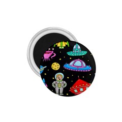 Seamless Pattern With Space Objects Ufo Rockets Aliens Hand Drawn Elements Space 1.75  Magnets