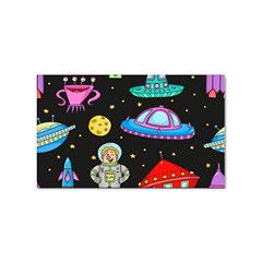 Seamless Pattern With Space Objects Ufo Rockets Aliens Hand Drawn Elements Space Sticker Rectangular (10 pack)