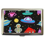 Seamless Pattern With Space Objects Ufo Rockets Aliens Hand Drawn Elements Space Cigarette Money Case Front