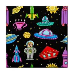Seamless Pattern With Space Objects Ufo Rockets Aliens Hand Drawn Elements Space Face Towel by Hannah976