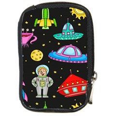 Seamless Pattern With Space Objects Ufo Rockets Aliens Hand Drawn Elements Space Compact Camera Leather Case