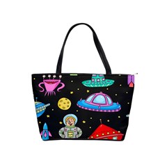 Seamless Pattern With Space Objects Ufo Rockets Aliens Hand Drawn Elements Space Classic Shoulder Handbag