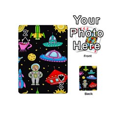 Seamless Pattern With Space Objects Ufo Rockets Aliens Hand Drawn Elements Space Playing Cards 54 Designs (Mini)