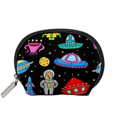 Seamless Pattern With Space Objects Ufo Rockets Aliens Hand Drawn Elements Space Accessory Pouch (Small)