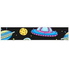 Seamless Pattern With Space Objects Ufo Rockets Aliens Hand Drawn Elements Space Large Premium Plush Fleece Scarf 