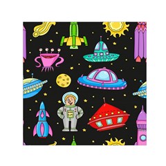 Seamless Pattern With Space Objects Ufo Rockets Aliens Hand Drawn Elements Space Square Satin Scarf (30  x 30 )